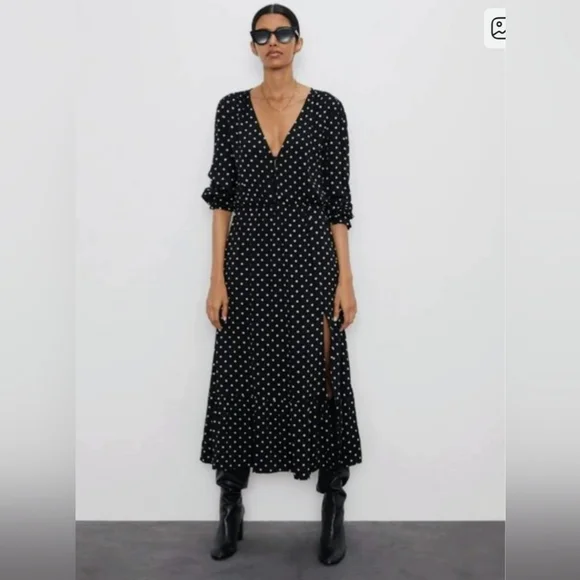 ZARA - Polka Dot Midi Dress - Picture 5 of 5